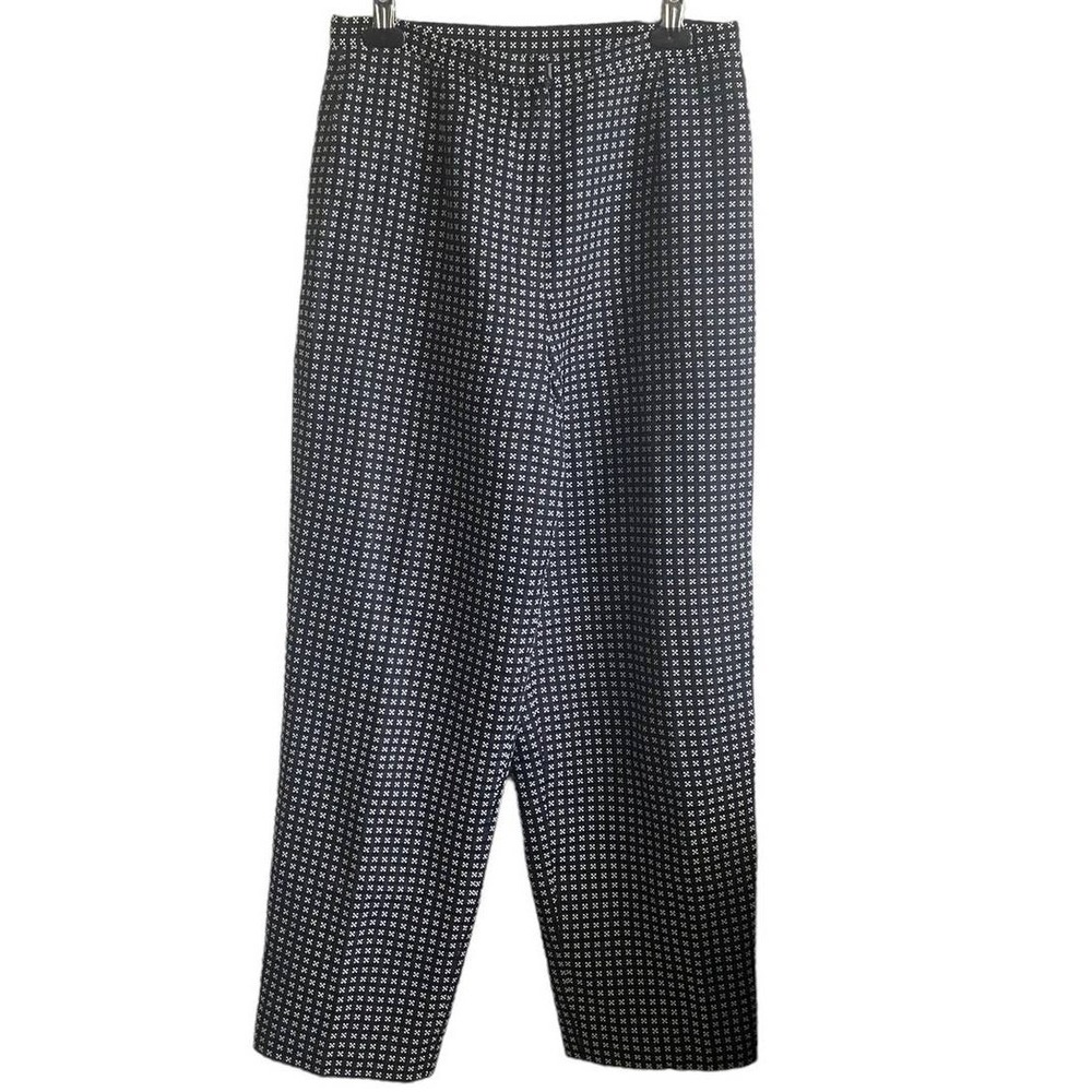 Talbots Women Trousers 10‎ Petite Black Geometric Print Career Tailored Chic